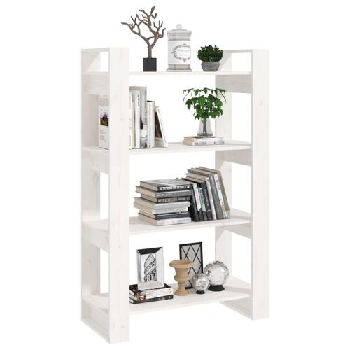 Bogreol/rumdeler 80x35x125 cm massivt fyrretræ hvid
