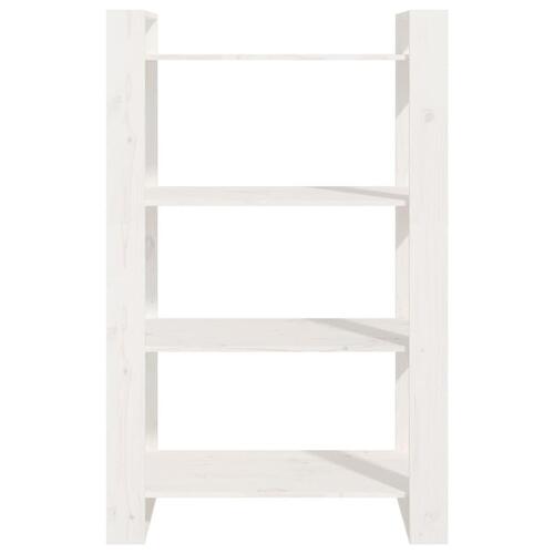 Bogreol/rumdeler 80x35x125 cm massivt fyrretræ hvid