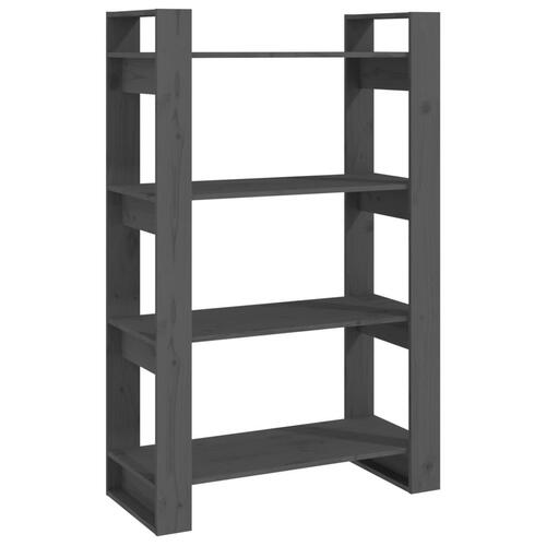 Bogreol/rumdeler 80x35x125 cm massivt fyrretræ grå