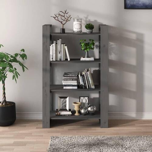 Bogreol/rumdeler 80x35x125 cm massivt fyrretræ grå