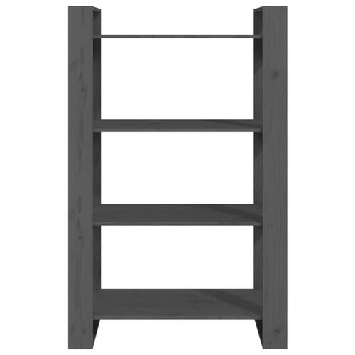 Bogreol/rumdeler 80x35x125 cm massivt fyrretræ grå