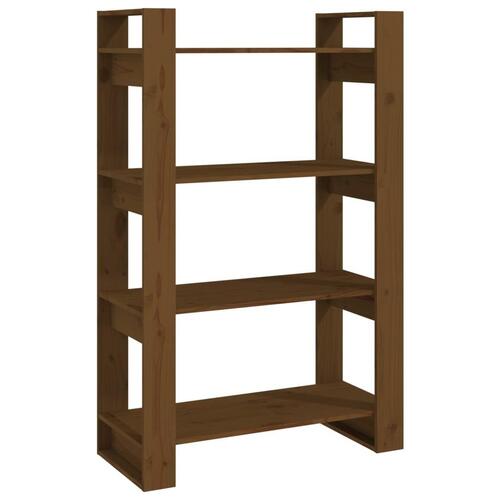 Bogreol/rumdeler 80x35x125 cm massivt træ gyldenbrun