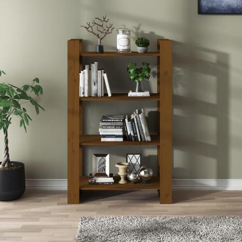 Bogreol/rumdeler 80x35x125 cm massivt træ gyldenbrun