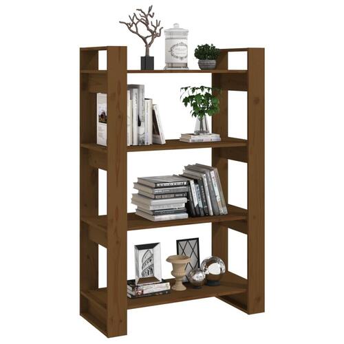Bogreol/rumdeler 80x35x125 cm massivt træ gyldenbrun