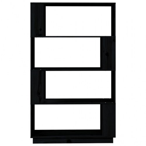 Bogreol/rumdeler i massivt fyrretræ - 80 × 25 × 132 cm, sort