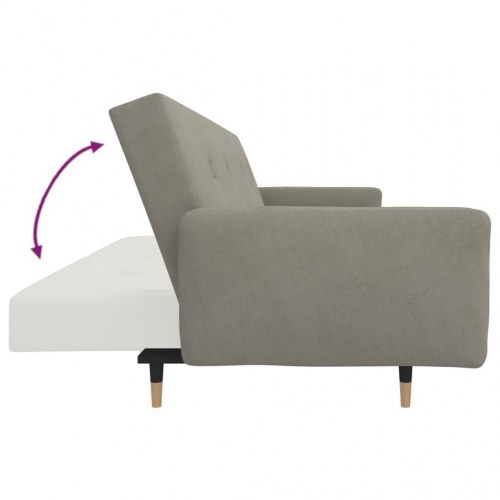 2-personers sovesofa med 2 puder velour lysegrå
