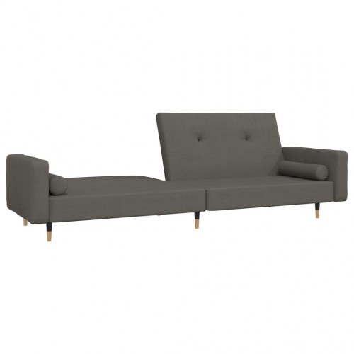 2-personers sovesofa med 2 puder fløjl mørkegrå