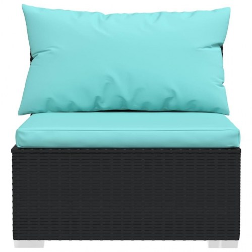 Midtermodul til modulsofa med hynder polyrattan sort