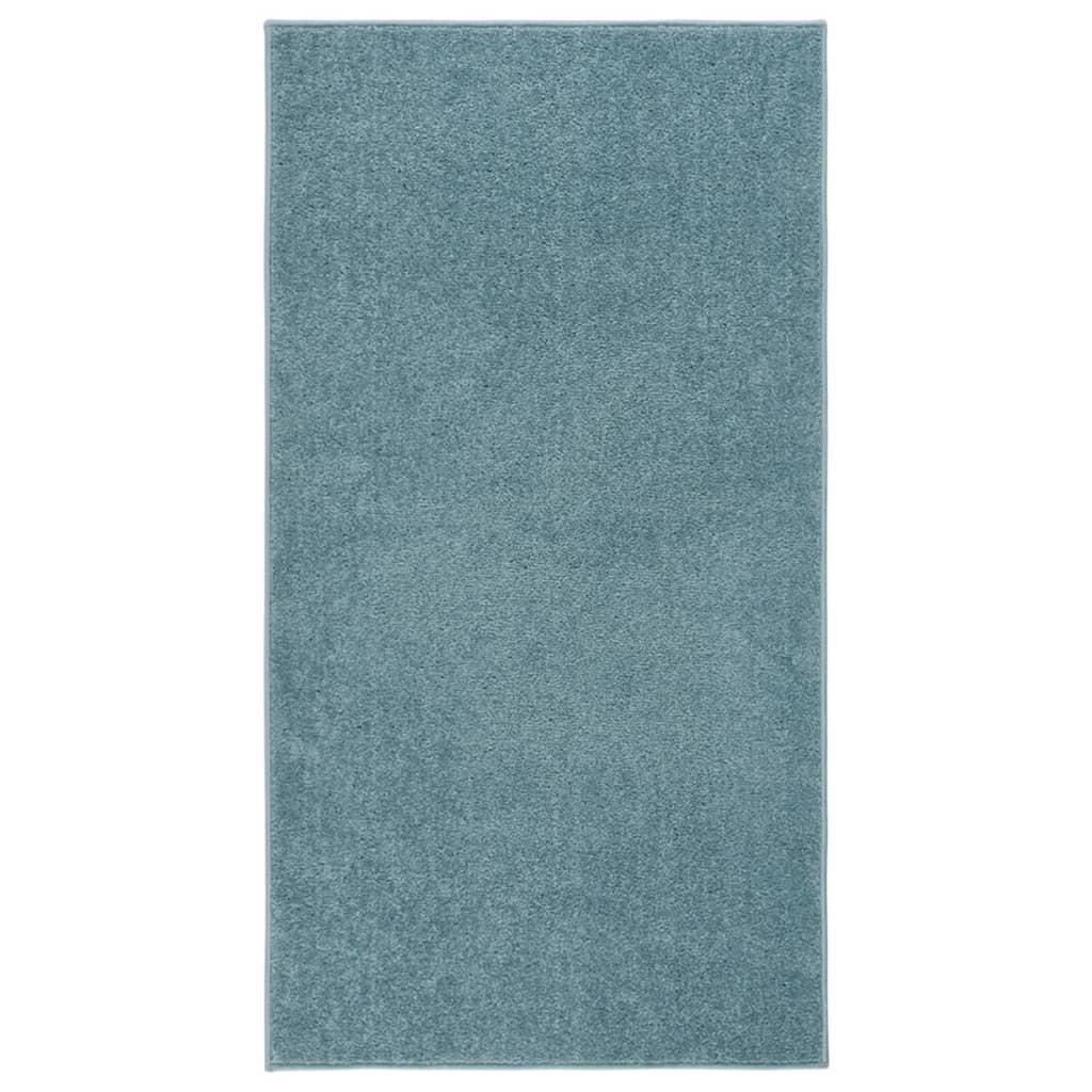 Gulvtæppe 80x150 cm kort luv blå