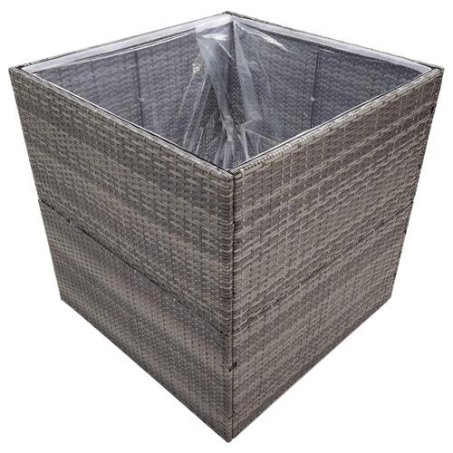 Plantekasse 80x80x80 cm polyrattan grå