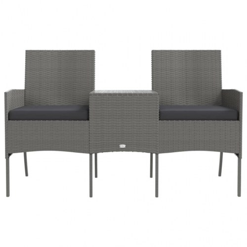 2-personers havestol med tebord polyrattan antracitgrå