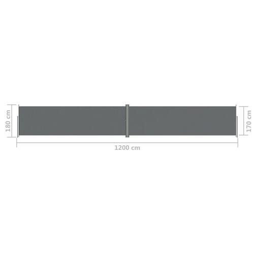 Sammenrullelig sidemarkise 180x1200 cm antracitgrå