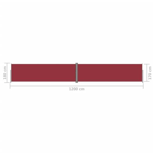 Sammenrullelig sidemarkise 180x1200 cm rød