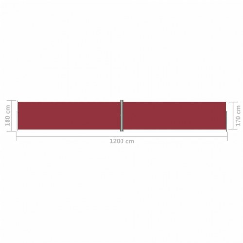 Sammenrullelig sidemarkise 180 × 1200 cm - rød