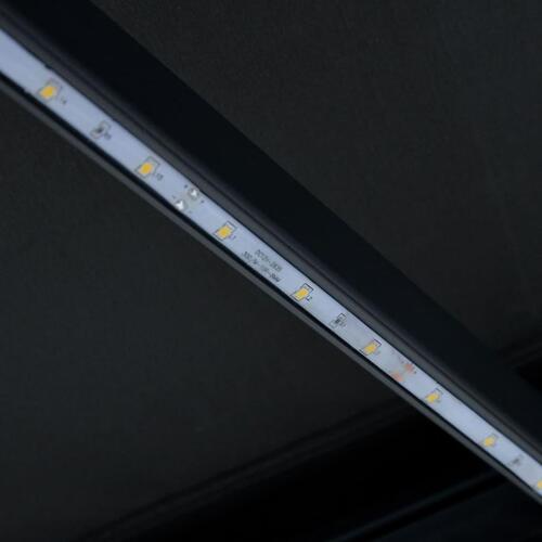 Markise m. LED-lys 300x250 cm manuel betjening antracitgrå