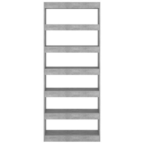Bogreol/rumdeler 80x30x198 cm konstrueret træ betongrå