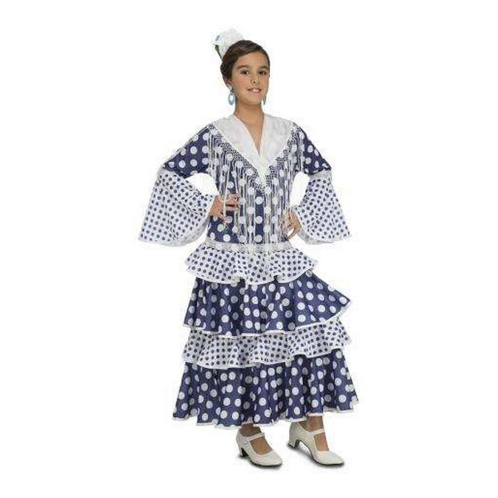 Soleá flamenco-kostume til børn, blå - 3-4 år