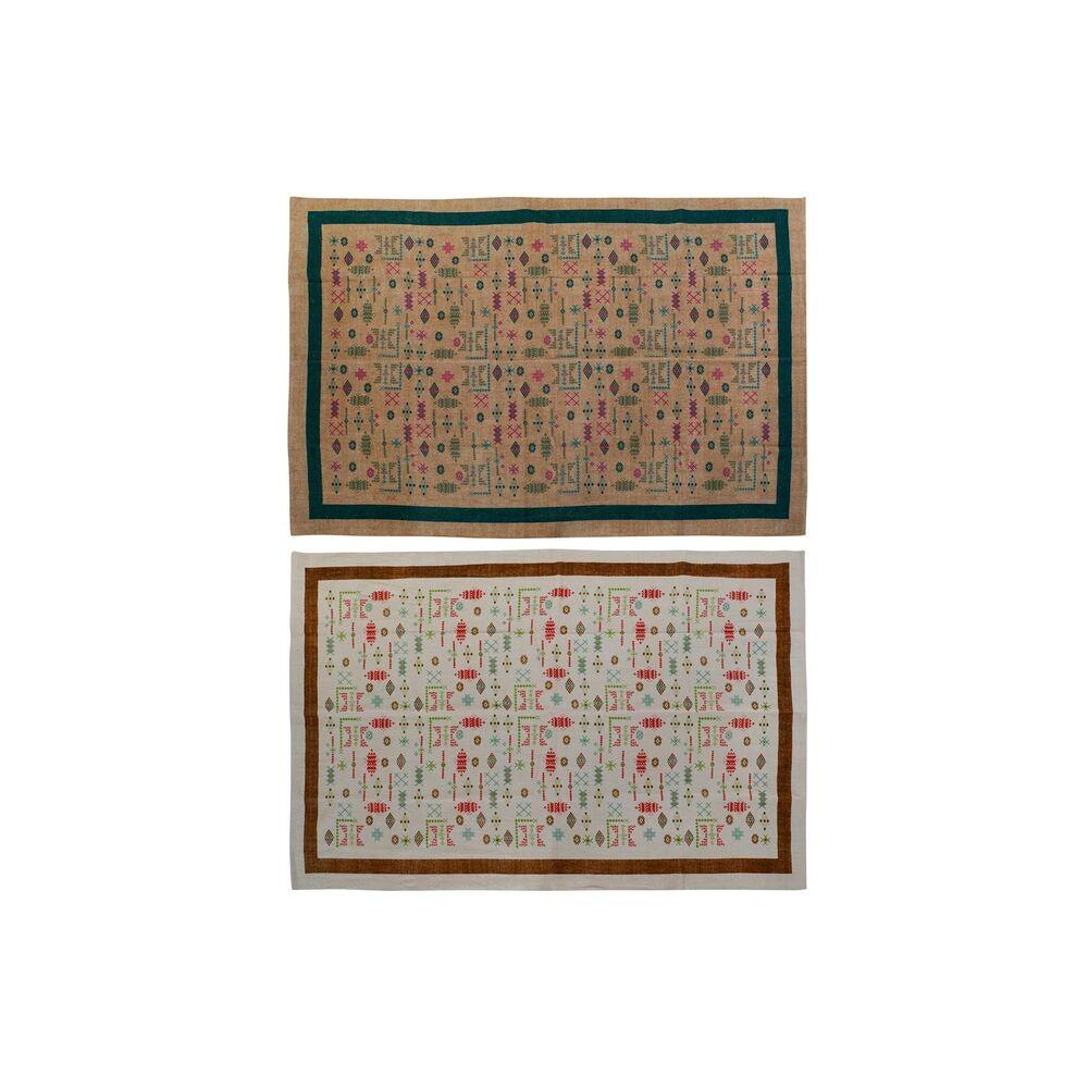 Tæppe 160 X 230 X 0 4 Cm Polyester Hvid Ikat Boho 2 Enheder