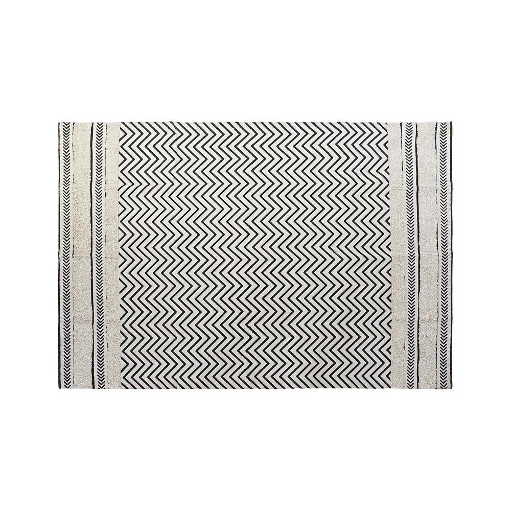 Tæppe Sort Zigzag Hvid (120 x 180 x 0,7 cm)