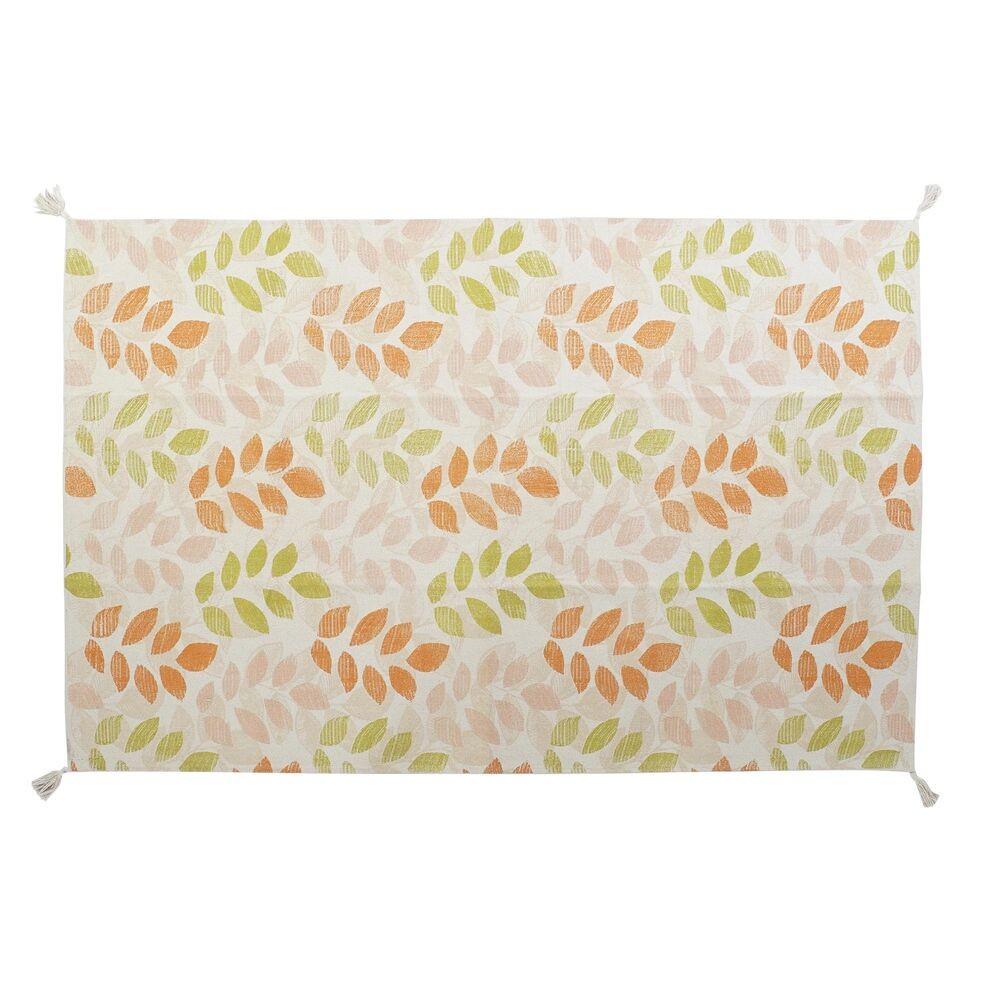 Tæppe - beige/multifarvet bladmotiv 160×230 cm