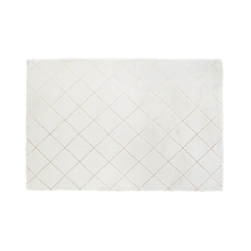 Tæppe - hvid, moderne romber, 120 × 180 cm