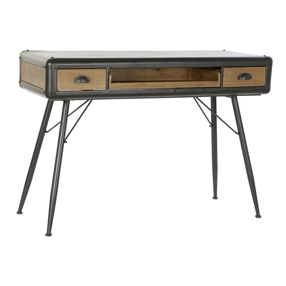 Skrivebord 118 X 52 X 84 Cm Gran Natur Metal Lysegrå