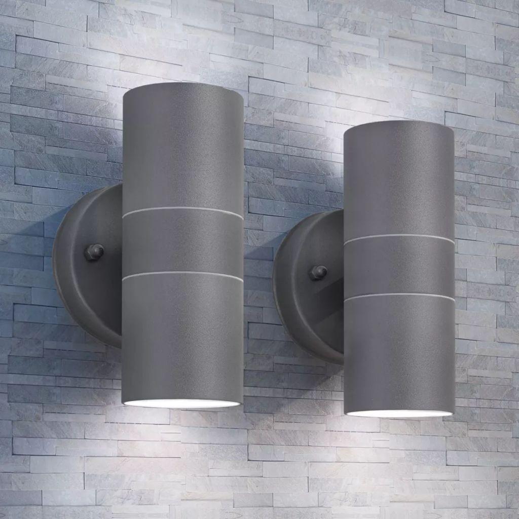 Udendørs LED væglamper 2 stk. rustfrit stål op/nedadvendt