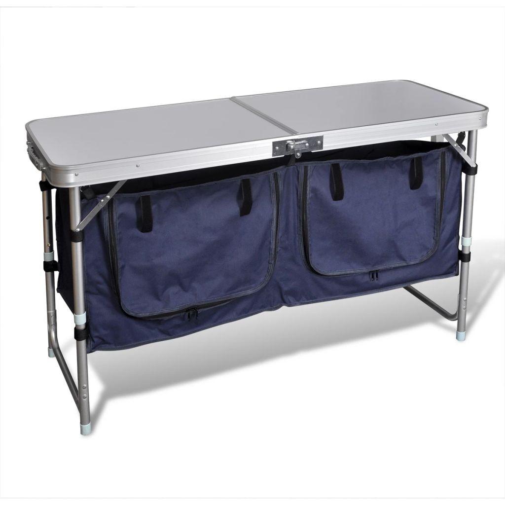 Sammenklappeligt campingbord med aluminiumstel