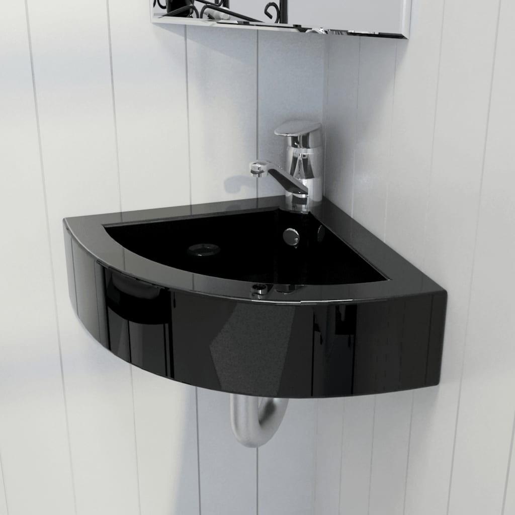 Håndvask med overløb 45 x 32 x 12,5 cm sort