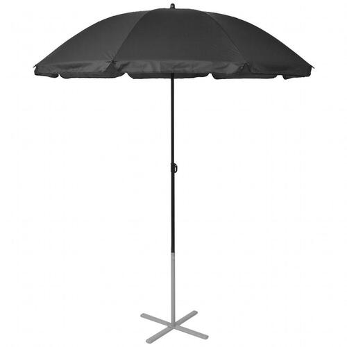 Liggestole med parasol aluminium sort
