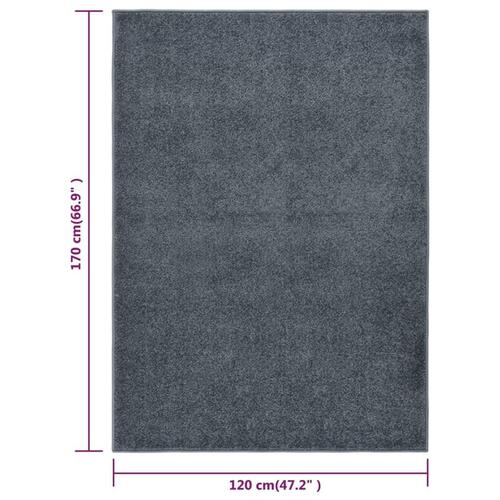Gulvtæppe 120x170 cm kort luv antracitgrå