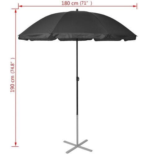 Liggestole med parasol aluminium sort