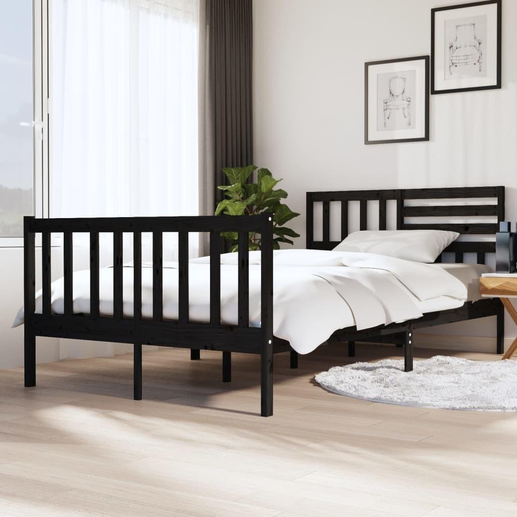 Sengeramme 120x200 Cm Massivt Træ Sort