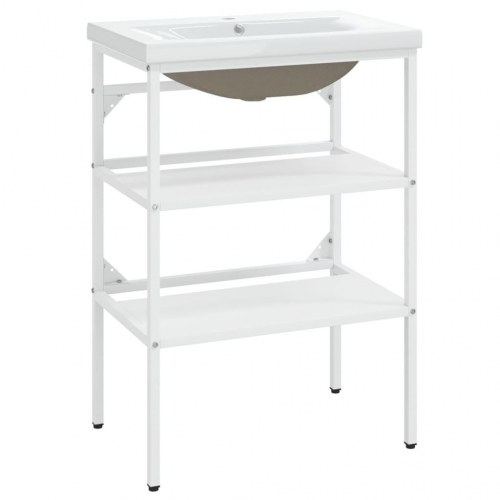 Indbygget håndvask på stel jern hvid