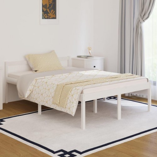 Seniorseng 140 x 190 cm i massivt fyrretræ - hvid