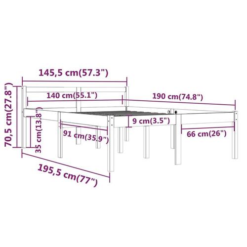 Seniorseng 140x190 cm massivt fyrretræ grå