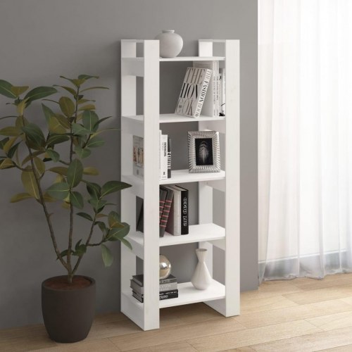 Bogreol/rumdeler 60x35x160 cm massivt træ hvid