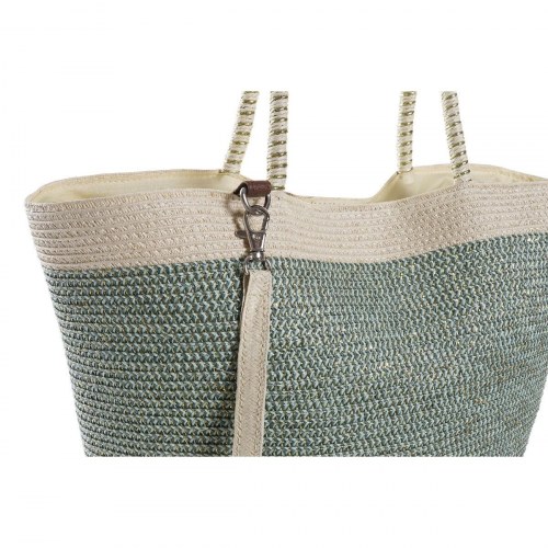 Strandtaske - Brun/Grøn/Beige/Mint, fiber, 43 × 10 × 28 cm (2 enheder)