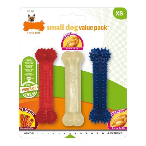 Nylabone Hundebidering Value Pack S - termoplast, bacon & kylling (3 stk)