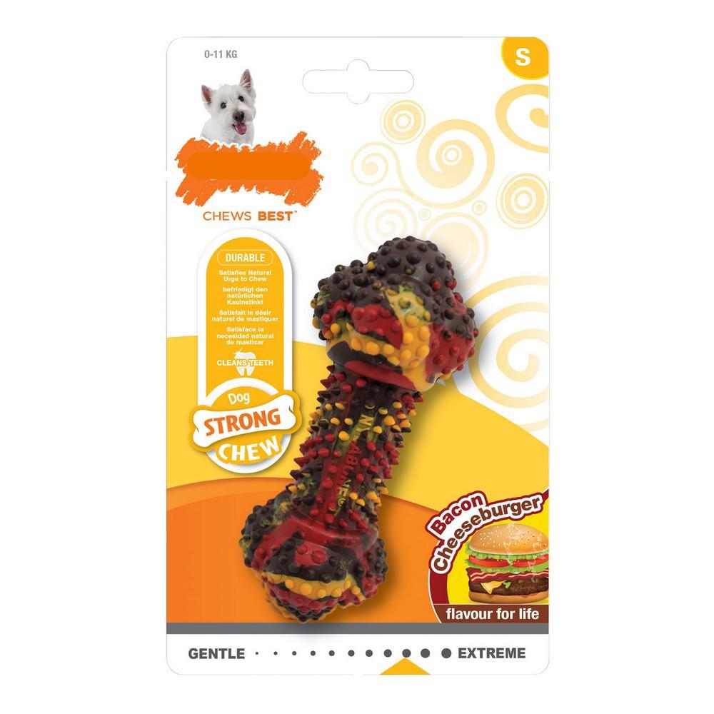 Se Hund Bidering Nylabone Strong Chew Bacon Ost Burger Gummi Størrelse S hos Boligcenter.dk