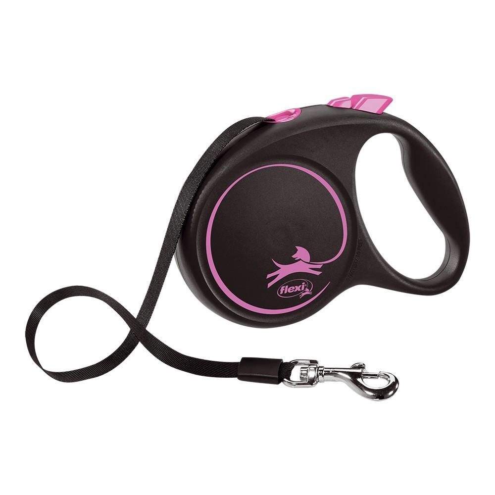 Flexi Black Design hundesnor - 5 m tape, Pink, str. M billede