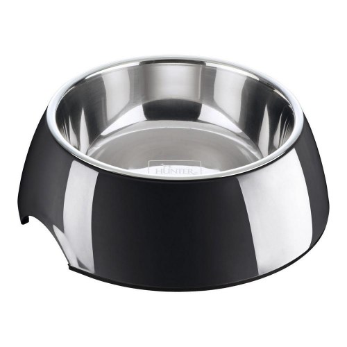 Hunter madskål i melamin med indsats i rustfrit stål - sort, 700 ml (22 × 22 × 11,5 cm)