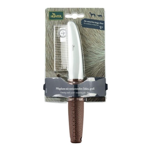 Hundekam Hunter med roterende tænder, brun - 11 cm