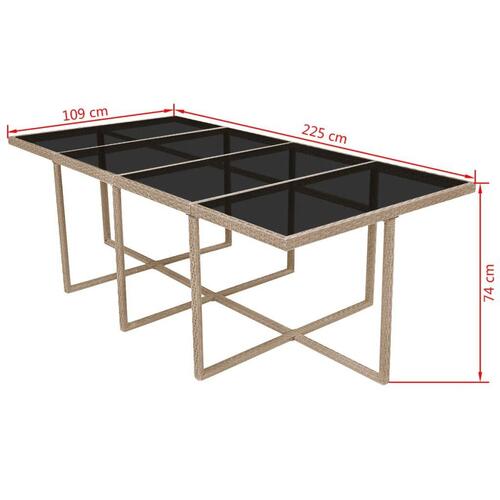Udendørs spisebordssæt 13 dele med hynder polyrattan beige