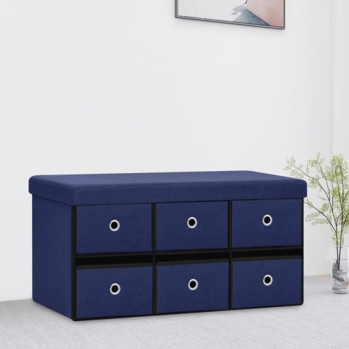 Foldbar opbevaringsbænk 76x38x38 cm kunstlærred blå