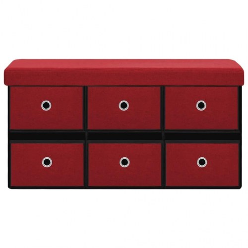 Foldbar opbevaringsbænk 76x38x38 cm kunstlærred vinrød