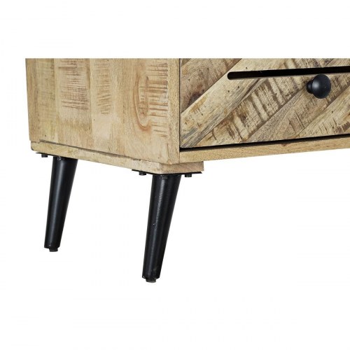 Reol i sort metal og mørkebrun mangotræ 100 × 40 × 180 cm