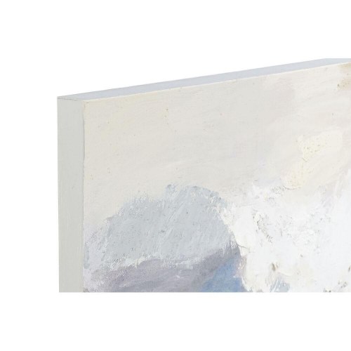 Lærredsmaleri i fyrretræ - 100 × 3,5 × 100 cm, abstrakt blå/guld