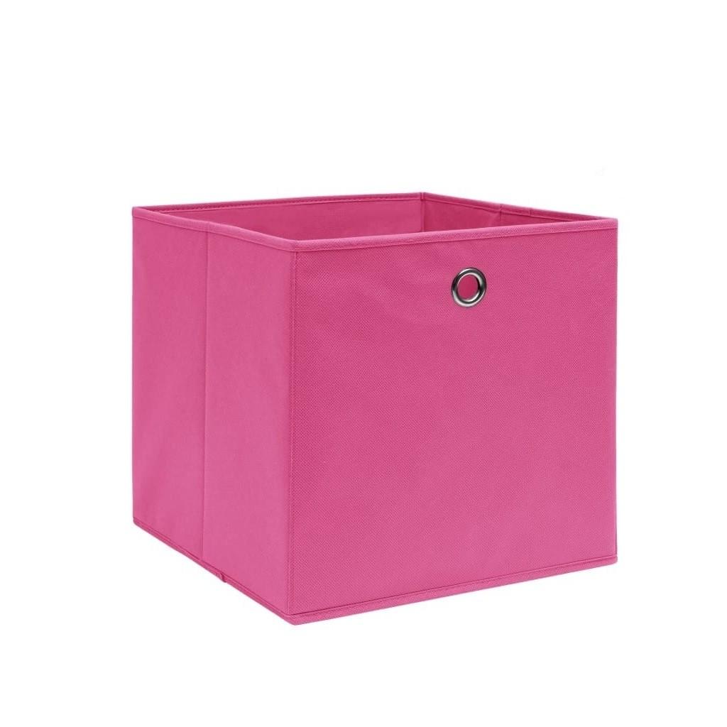 Opbevaringskasser 4 stk. 28x28x28 cm uvævet stof lyserød
