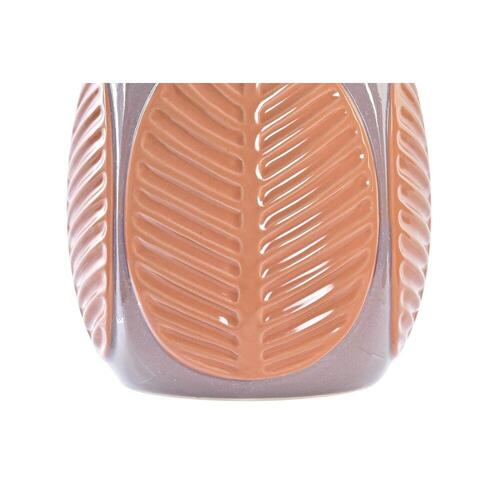Vase Brun Pink Stentøj Blad af en plante 17 x 17 x 26 cm (2 enheder)